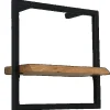 holz4home Wandregal Small Schwarz Gerahmt Industrial Style mit Baumkante Natur