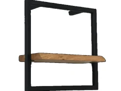 holz4home Wandregal Small Schwarz Gerahmt Industrial Style mit Baumkante Natur