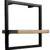 Best holz4home Wandregal Small Schwarz Gerahmt Industrial Style ohne Baumkante Hellgrau