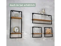 Outlet holz4home Wandregal High in Schwarz Gerahmt von Natur mit Baumkante