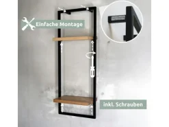Discount holz4home Wandregal High in Schwarz Gerahmt von Hellgrau ohne Baumkante