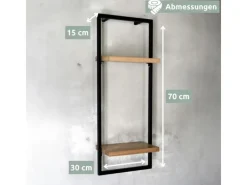 Discount holz4home Wandregal High in Schwarz Gerahmt von Hellgrau ohne Baumkante