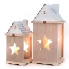 Holz-Laterne 32,5 cm x 47 cm 2er Set Natur