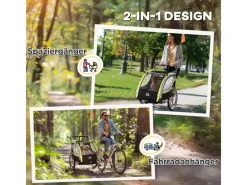 Discount HOMCOM 2 in 1 Kinderfahrradanhänger mit Mesh-Tür