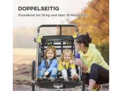 Discount HOMCOM 2 in 1 Kinderfahrradanhänger mit Mesh-Tür
