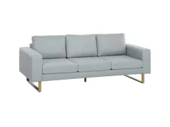 HOMCOM 3 Sitzer Sofa für Schlafzimmer 200 x 82 x 78 cm Hellgrau