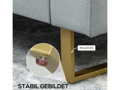 HOMCOM 3 Sitzer Sofa für Schlafzimmer 200 x 82 x 78 cm Hellgrau