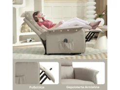 Sale HOMCOM Aufstehsessel Polyester Stahl Beige 66L x 90B x 96H cm