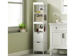 HOMCOM Badezimmerschrank Spanplatte MDF Weiß 30L x 30B x 141,2H cm