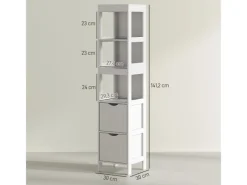 HOMCOM Badezimmerschrank Spanplatte MDF Weiß 30L x 30B x 141,2H cm