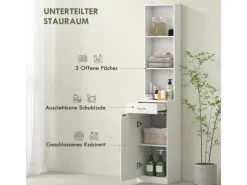 New HOMCOM Badezimmerschrank Spanplatte 35L x 30,5B x 179H cm Weiß