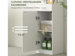 New HOMCOM Badezimmerschrank Spanplatte 35L x 30,5B x 179H cm Weiß