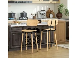 HOMCOM Barhocker 2er Set Barstuhl für Küche Wohnzimmer Esszimmer