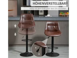Hot HOMCOM Barhocker 2er Set Barstuhl mit Rückenlehne