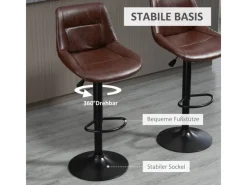 Hot HOMCOM Barhocker 2er Set Barstuhl mit Rückenlehne