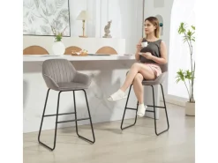HOMCOM Barhocker 2er Set Gepolstert Barstuhl für Küche Wohnzimmer Grau