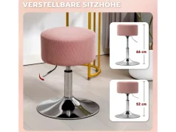 Sale HOMCOM Barhocker Gepolstert Barstuhl für Küche Wohnzimmer Esszimmer Rosa