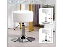Best HOMCOM Barhocker Gepolstert mit Metallgestell für Küche Wohnzimmer Weiß