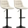 Clearance HOMCOM Barhocker mit Lehne Polyester Beige 53L x 47B x 96-117H cm