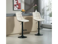 Clearance HOMCOM Barhocker mit Lehne Polyester Beige 53L x 47B x 96-117H cm