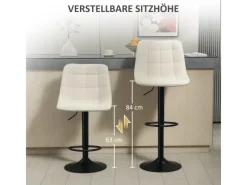 Clearance HOMCOM Barhocker mit Lehne Polyester Beige 53L x 47B x 96-117H cm