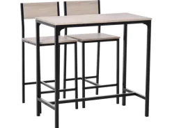 Online HOMCOM Barmöbel MDF Metall Natur Schwarz L89 x B45 x H87 cm L39 x B45 x H95 cm