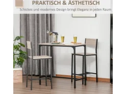 Online HOMCOM Barmöbel MDF Metall Natur Schwarz L89 x B45 x H87 cm L39 x B45 x H95 cm