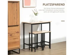 Online HOMCOM Bartisch mit 2 Stühlen Industrie-Design Naturholz Schwarz 80 x 50 x 85 cm