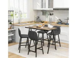 HOMCOM Bartisch mit Barhocker Set 5-Teilige Stahl 120 x 60 x 91 cm