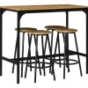 HOMCOM Bartisch mit Barhocker Set 5-tlg. im Industriedesign Rustikal-Braun