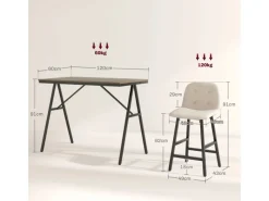 HOMCOM Bartisch mit Barhocker Set 5-Teilige 120 x 60 x 91 cm