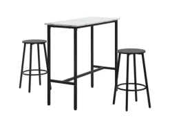 Discount HOMCOM Bartisch mit Barhocker Set 3-Teilig Stahl Weiß Schwarz