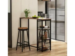 Sale HOMCOM Bartisch mit Holzoptik Spanplatte Stahl Braun 120L x 40B x 105H cm