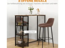 Sale HOMCOM Bartisch mit Holzoptik Spanplatte Stahl Braun 120L x 40B x 105H cm