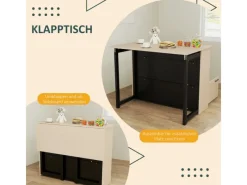 HOMCOM Bartisch Set Spanplatte Schwarz Eiche 116L x 70B x 89,5H cm