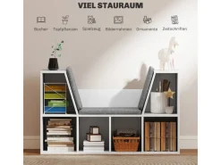 HOMCOM Bücherregal Aufbewahrungsregal Spanplatte Weiß 105L x 30B x 63H cm