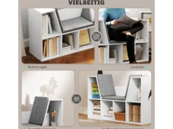 HOMCOM Bücherregal Aufbewahrungsregal Spanplatte Weiß 105L x 30B x 63H cm