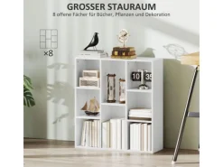 New HOMCOM Bücherregal Standregal mit 8 Ebenen Aufbewahrungsregal