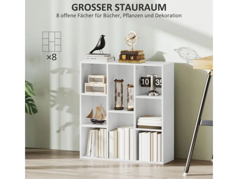 New HOMCOM Bücherregal Standregal mit 8 Ebenen Aufbewahrungsregal