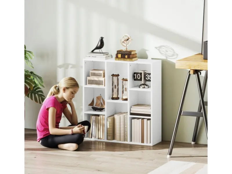 New HOMCOM Bücherregal Standregal mit 8 Ebenen Aufbewahrungsregal