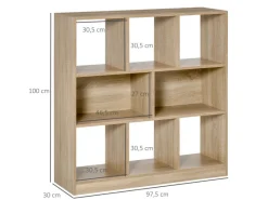 HOMCOM Bücherregal 3-Stöckige für Home-Office Wohnzimmer 97,5 x 30 x 100cm