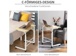 HOMCOM Beistelltisch Höhenverstellbar 60 x 40 x 68-78 cm