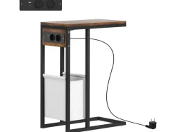 Hot HOMCOM Beistelltisch MDF Stahl 46L x 25B x 62,5H cm Rustikal-Braun