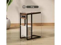 Hot HOMCOM Beistelltisch MDF Stahl 46L x 25B x 62,5H cm Rustikal-Braun