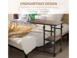 Online HOMCOM Beistelltisch mit Rollen Höhenverstellbar 80x40x72-82 cm