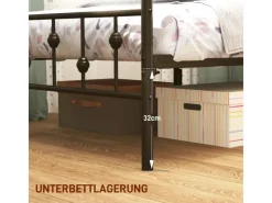 HOMCOM Bettrahmen Bettgestell Metall Schwarz 206,9L x 91,8B x 82,5H cm