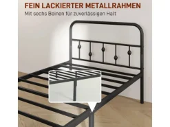HOMCOM Bettrahmen Bettgestell Metall Schwarz 206,9L x 91,8B x 82,5H cm