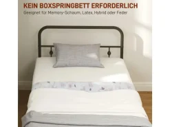 HOMCOM Bettrahmen Bettgestell Metall Schwarz 206,9L x 91,8B x 82,5H cm