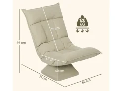 Clearance HOMCOM Bodenstuhl 360° Drehbar Bodensessel mit 5-Fach 70L x 62B x 95H cm Beige