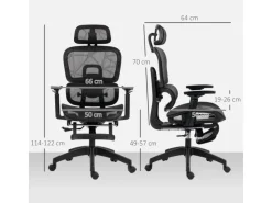 HOMCOM Bürostuhl mit Armlehne Polyester Schwarz 66L x 64B x 114-122H cm